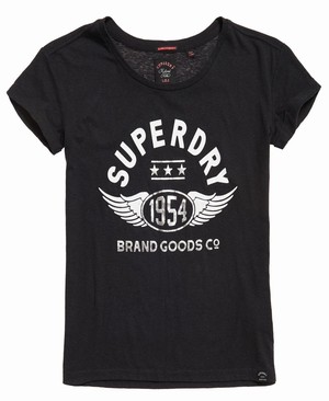 Superdry 1954 Brand Goods Slim Boyfriend Női Pólók Fekete | AJIMZ8415